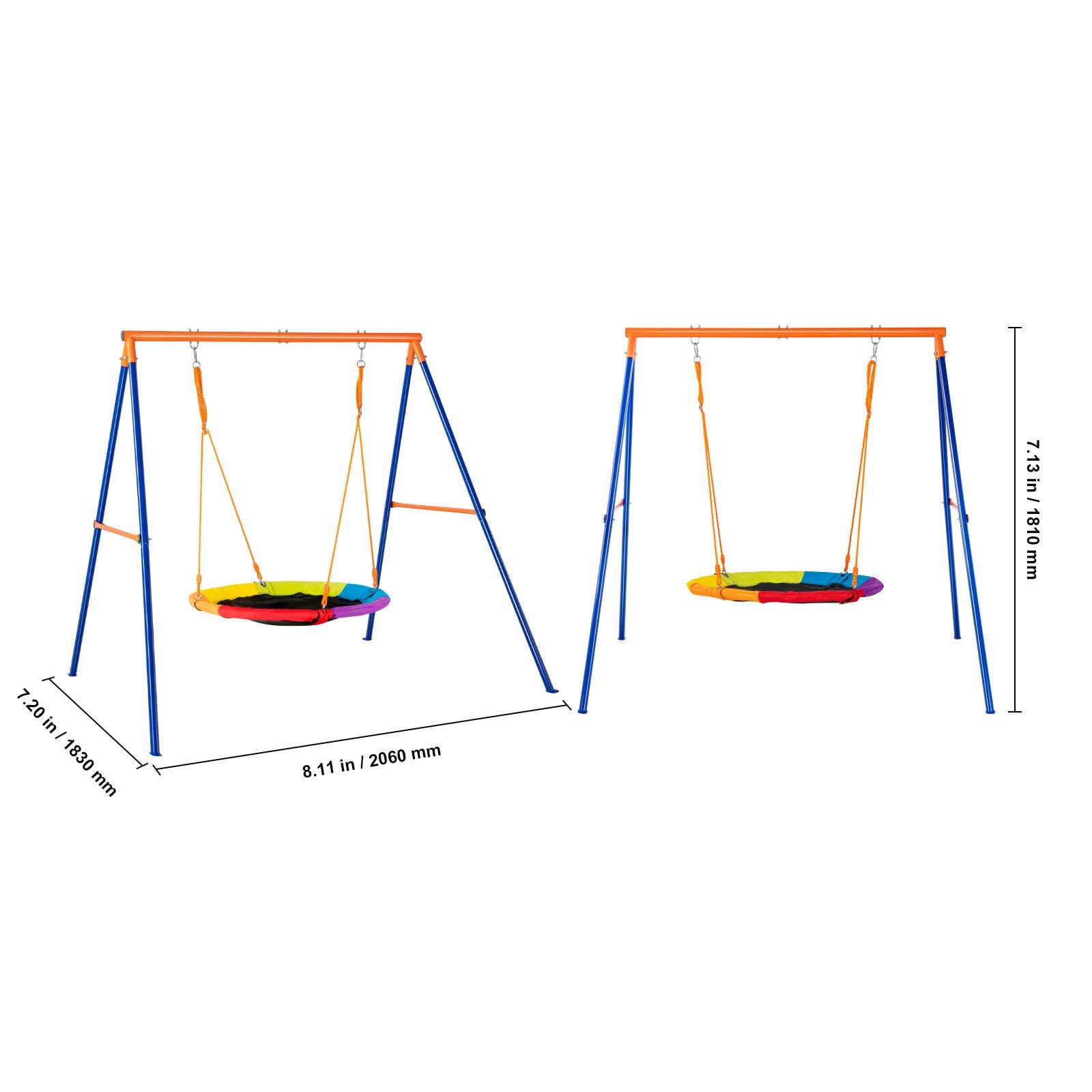 Swing Sets for Backyard 40in Saucer Swing Seat A-Frame Metal Stand 440lbs