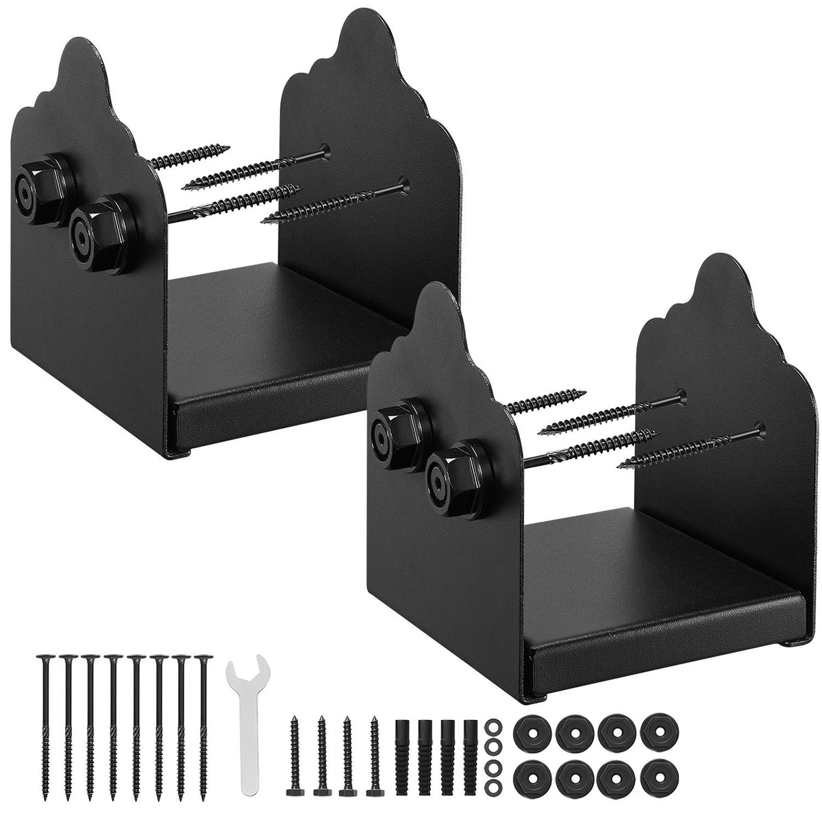 6x6 Post Base Brackets 2 Pack Heavy Duty Carbon Steel Wood Post Anchors Black