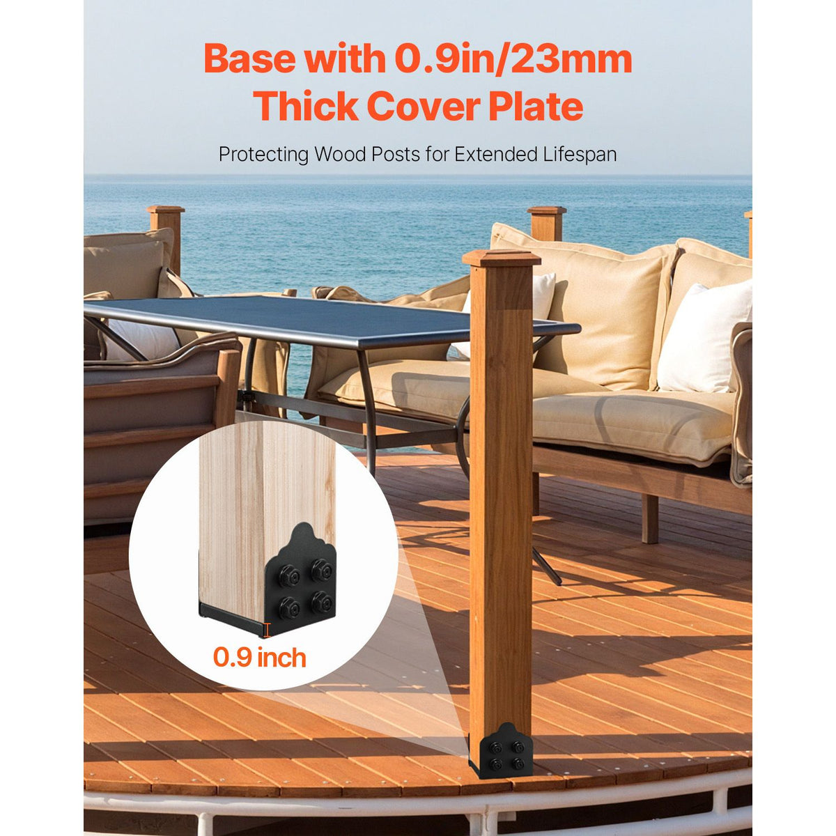 8x8 Post Base Brackets 2PCS Heavy Duty Carbon Steel Deck Post Anchors