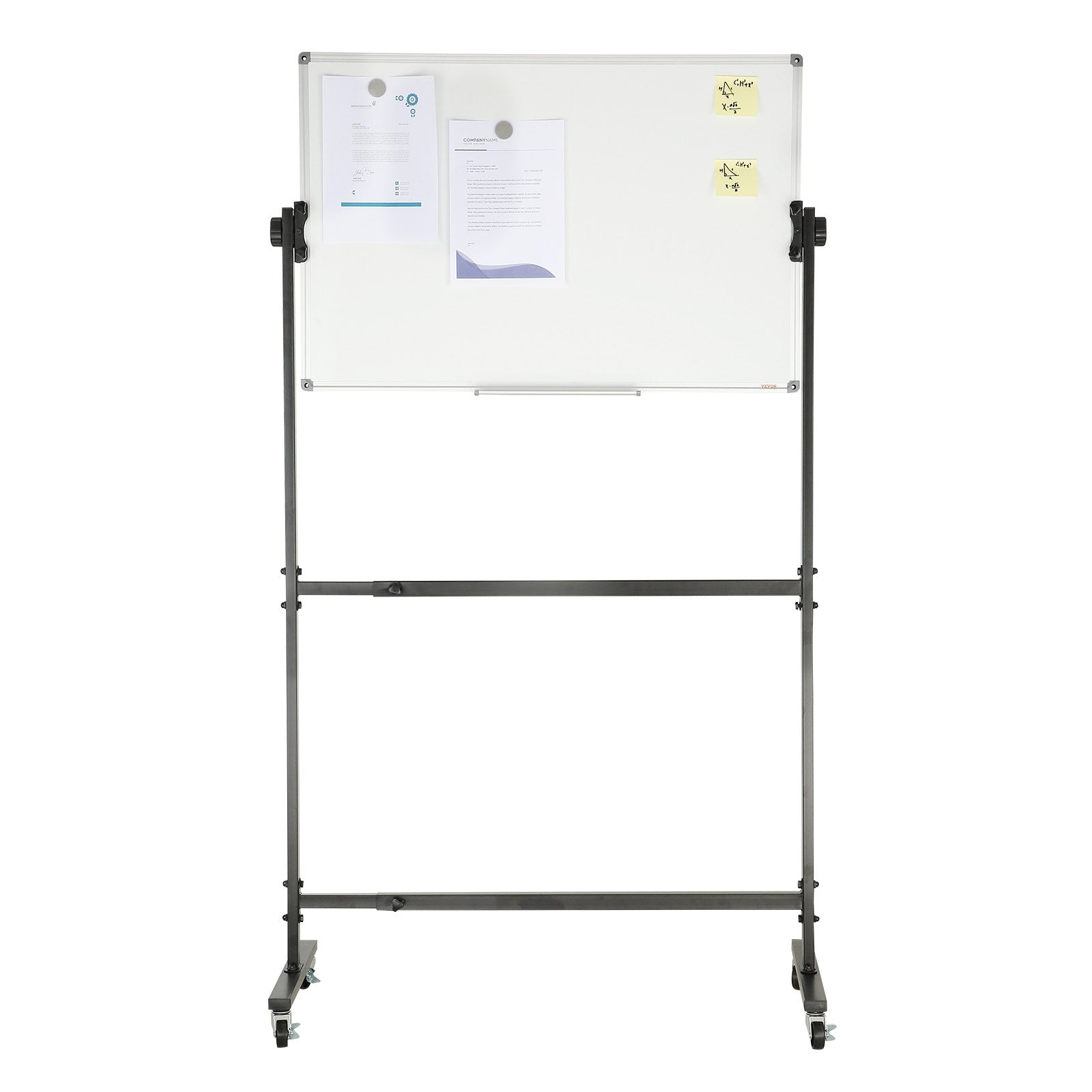 91.5x61cm Rolling Magnetic Whiteboard, Double-sided Mobile Whiteboard, Adjustable Height Dry Erase Board with Wheels, 1 Magnetic Erase & 3 Dry Erase Markers & Movable Tray Office, School