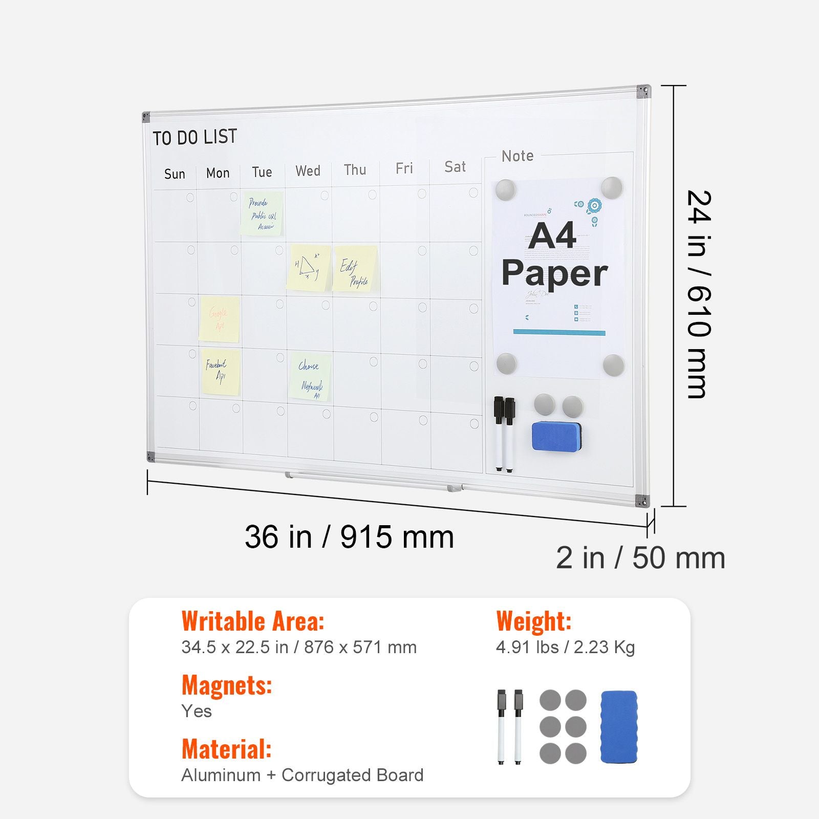 Magnetic Whiteboard Dry Erase Board 36