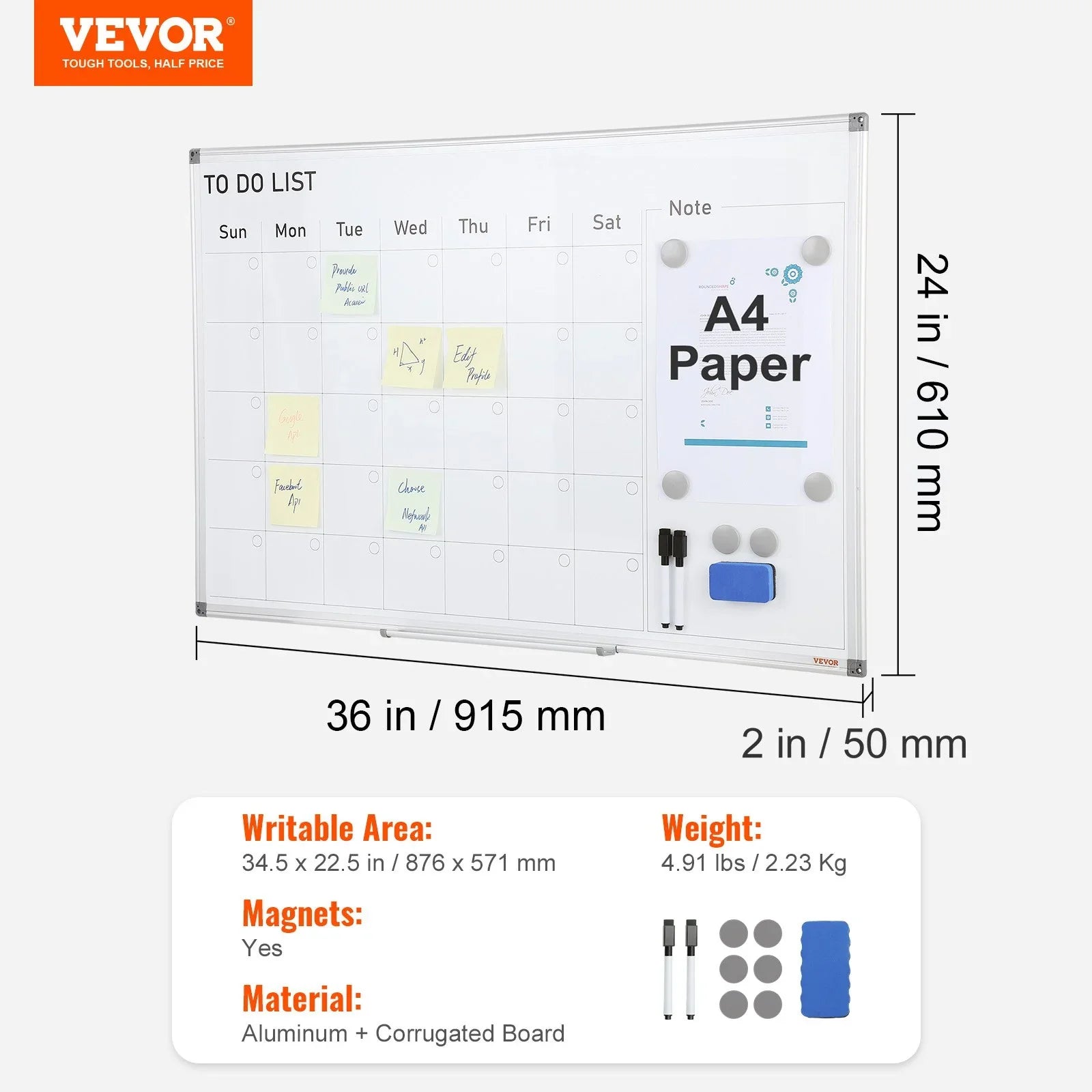 Magnetic Whiteboard Dry Erase Board 36
