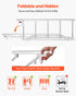 Foldable Bed Rail for Elderly, 122 cm Bedside Assist Rail with Fixing Strap, Adjustable Height Pipe Bedside Cane, High-Strength Metal Senior Bed Bar, Hand Guard Grab Fits King, Queen, Full, Twin