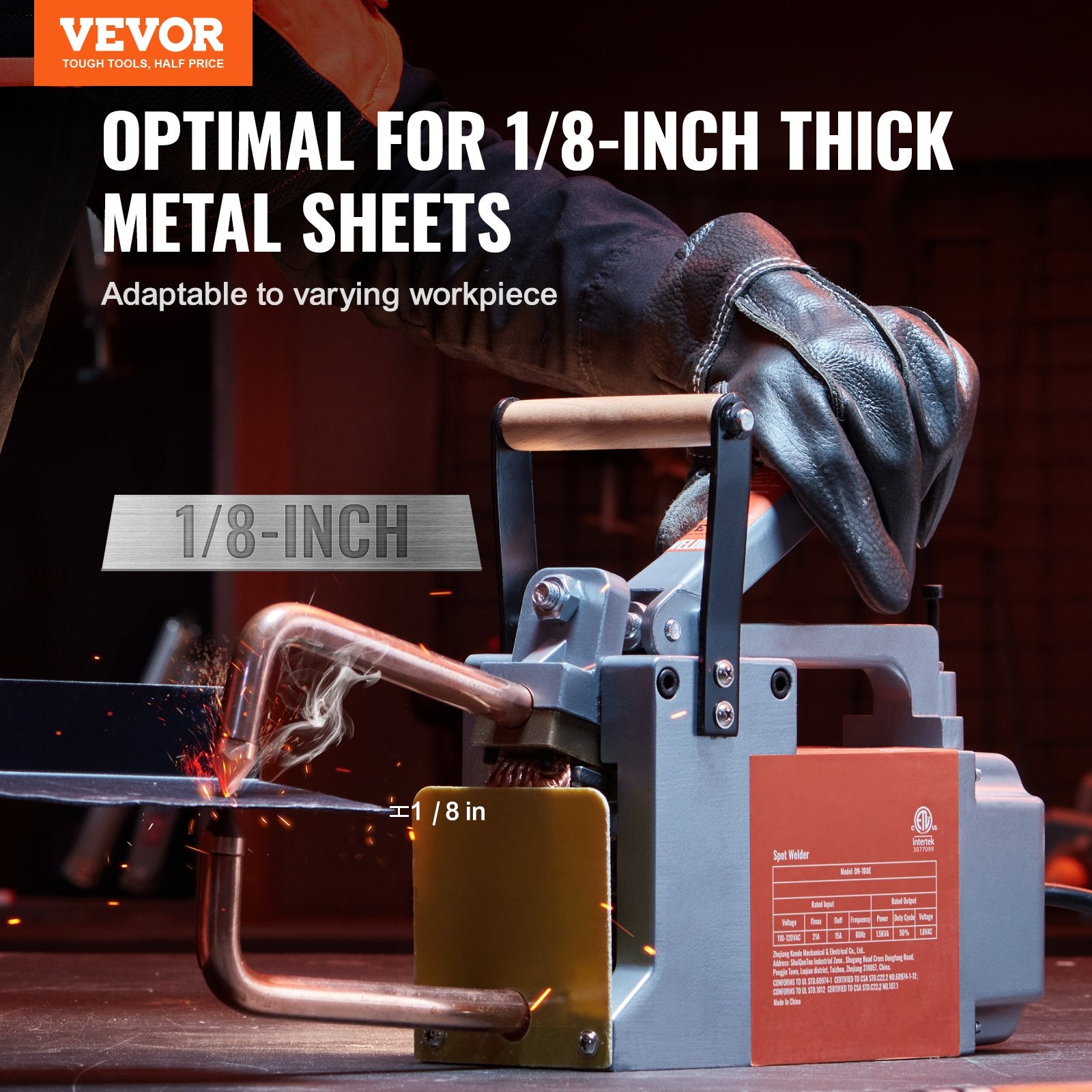 Portable Spot Welder, 1/8-inch Thick Spot Welder Machine with 8KVA Input Capacity, Handheld Welding Tip Gun Metal Sheet Spot Welding Machine for Carbon Steel, Aluminum Sheet