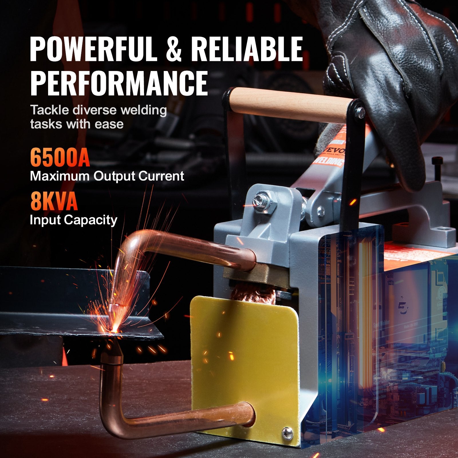 Portable Spot Welder, 1/8-inch Thick Spot Welder Machine with 8KVA Input Capacity, Handheld Welding Tip Gun Metal Sheet Spot Welding Machine for Carbon Steel, Aluminum Sheet