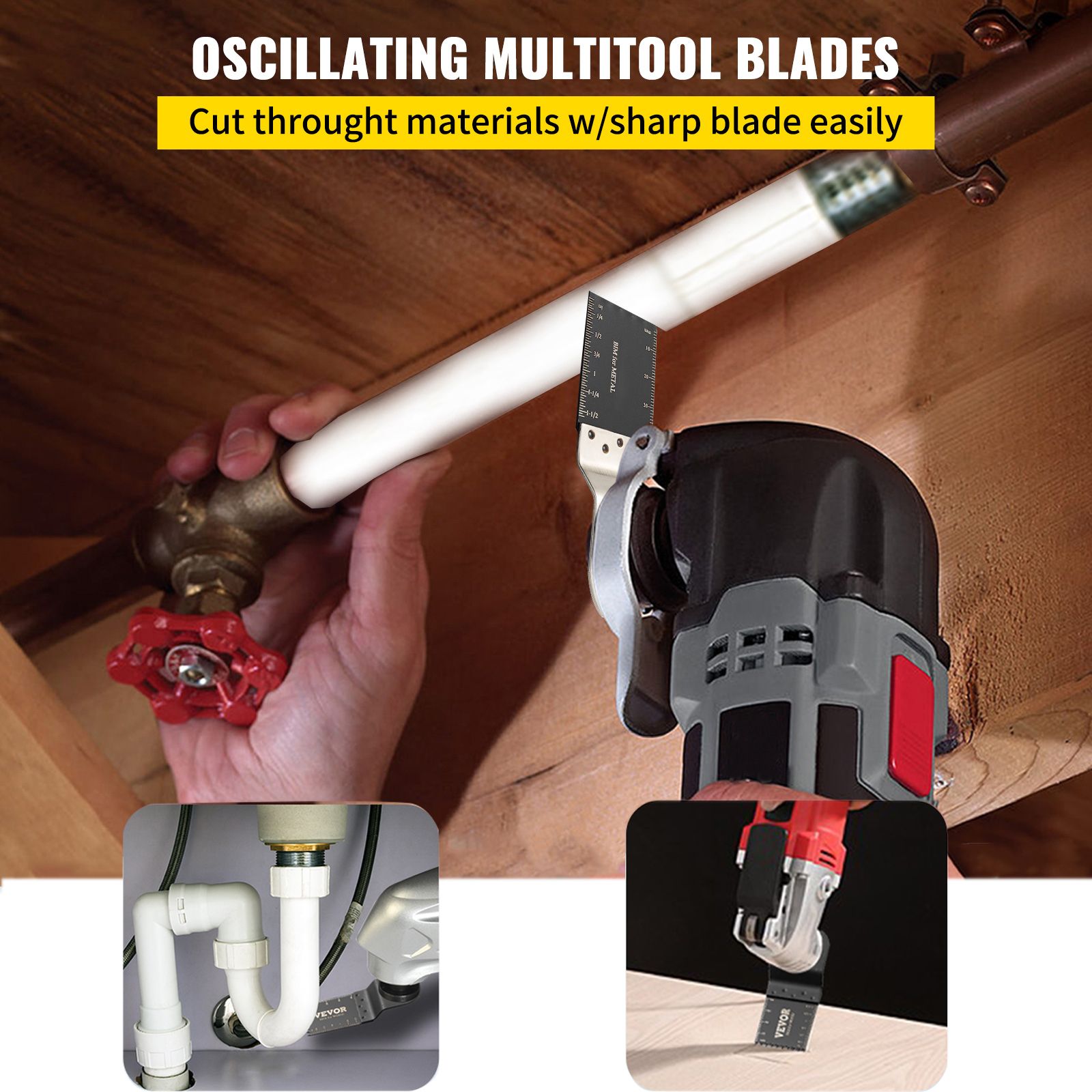 100PCS Oscillating Saw Blades Multitool Quick Release Wood Plastic Cutting Kit