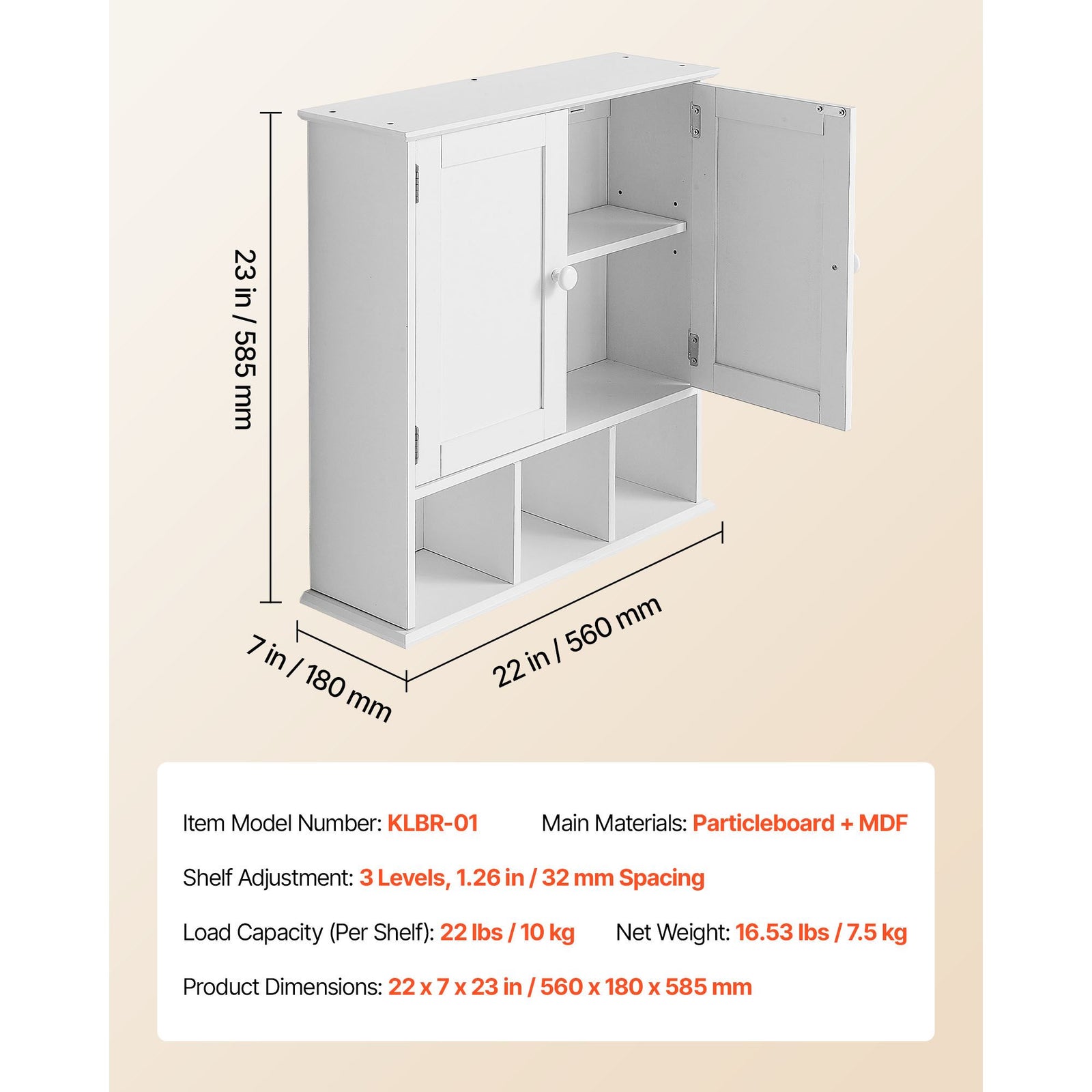 Bathroom Wall Cabinet, 2 Doors & Adjustable Shelf, Over the Toilet Storage Medicine Cabinet Wall Mounted, Hanging Organizer with Shelves & Open Partition for Laundry Room Kitchen Restroom, White