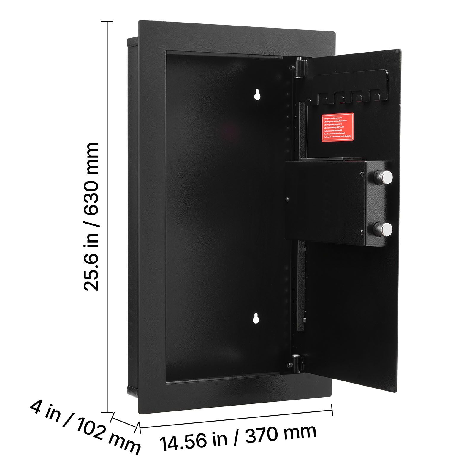 Wall Safe, 3-Tier Hidden Wall Mounted Safe with Password & Key, Q235 Cold-Rolled Steel In-Wall Box with LED Lighting, 2 Adjustable Shelves & 5 Key Holders for Money, Jewelry, Passport, Black