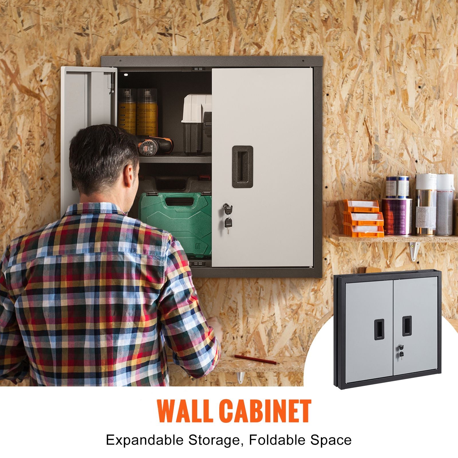 Foldable Wall Cabinet Garage Cabinet Wall Mounted 26