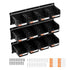 Wall Mounted Storage Bins, 12 Plastic Bins & 3 Metal Rails, Plastic Hanging Stackable Storage Bin for Screws, Nuts, Bolts, Nails, Hardware Tool Organizer for Workshop, Craft Room, Garage, Black