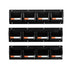 Wall Mounted Storage Bins, 12 Plastic Bins & 3 Metal Rails, Plastic Hanging Stackable Storage Bin for Screws, Nuts, Bolts, Nails, Hardware Tool Organizer for Workshop, Craft Room, Garage, Black