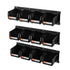 Wall Mounted Storage Bins, 12 Plastic Bins & 3 Metal Rails, Plastic Hanging Stackable Storage Bin for Screws, Nuts, Bolts, Nails, Hardware Tool Organizer for Workshop, Craft Room, Garage, Black