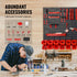 30 Bin Wall Mounted Parts Organizer Garage Storage Rack with Hooks Black Red
