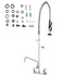 Commercial Faucet with Pre-Rinse Sprayer, 47" Height, 8" Center, 12" Swing Spout, Wall Mount Kitchen Sink Faucet, Brass Constructed Device with Pull Down Spray, for 1/2/3 Compartment Sink
