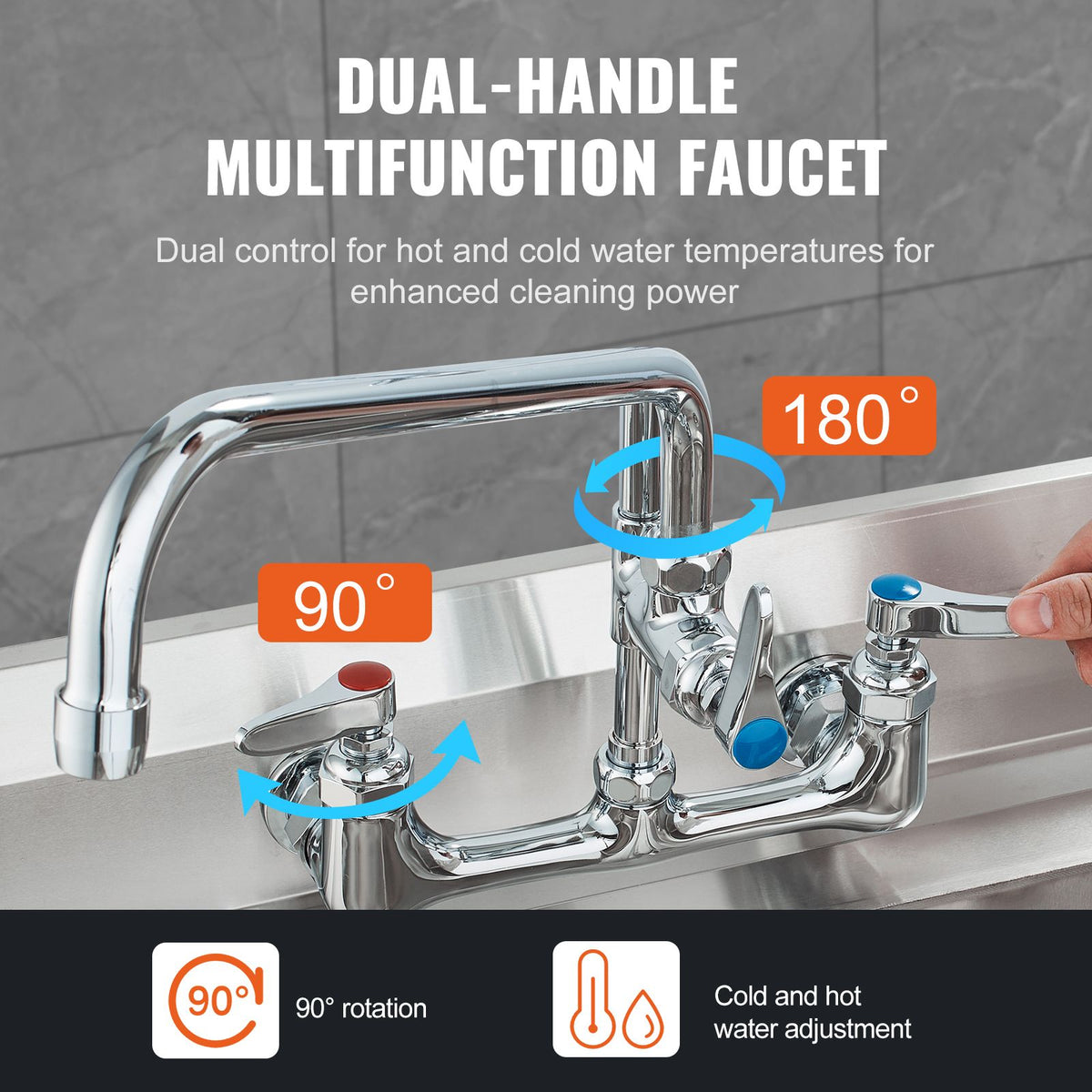 Commercial Faucet with Pre-Rinse Sprayer, 47