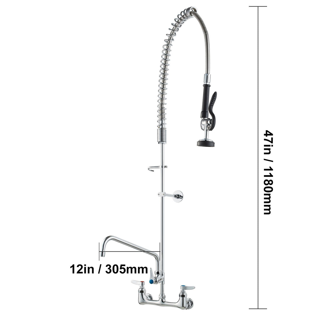 Commercial Faucet with Pre-Rinse Sprayer, 47