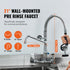 Commercial Faucet with Pre-Rinse Sprayer, 21" Height, 8" Center, 12" Swing Spout, Wall Mount Kitchen Sink Faucet, Brass Constructed Device with Pull Down Spray, for 1/2/3 Compartment Sink