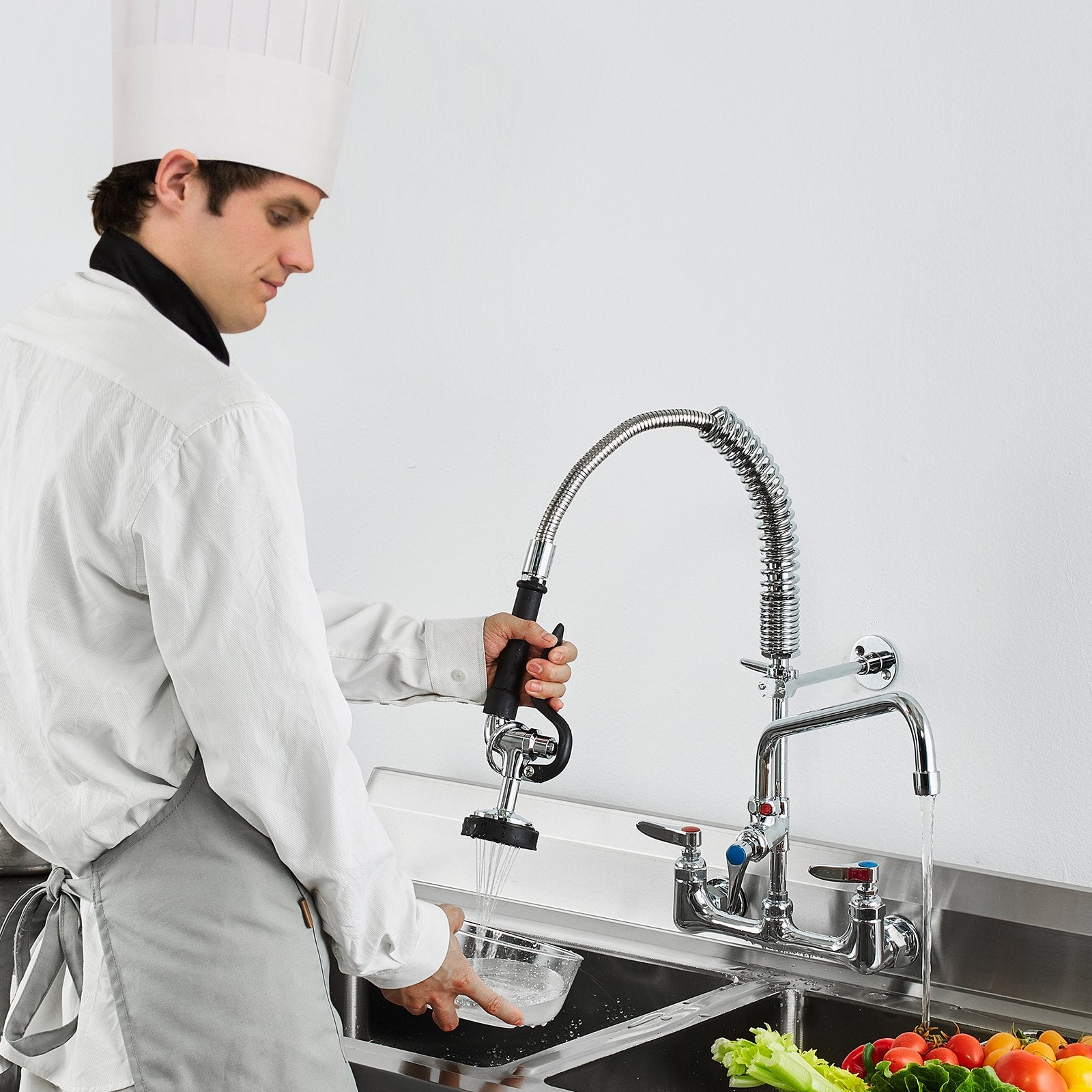 Commercial Faucet with Pre-Rinse Sprayer, 21