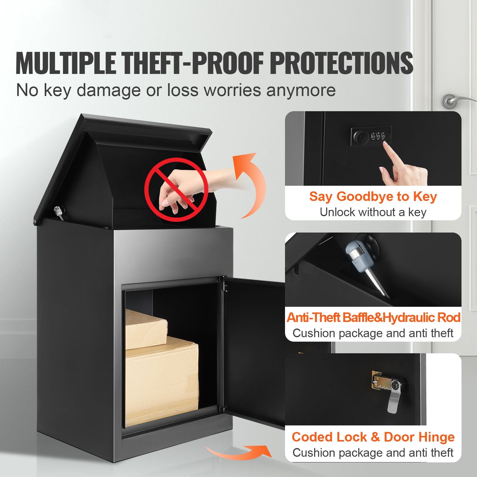 Mailboxes for Outside 17.3 Inch Anti-Theft Galvanized Steel Waterproof