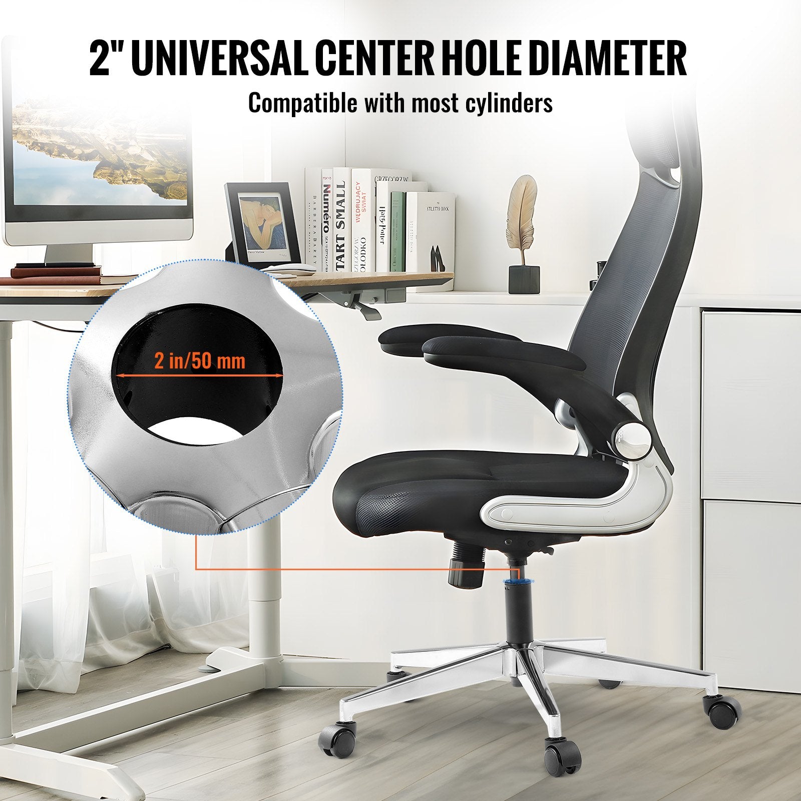 Office Chair Base Replacement, 710 mm 1134 kg Static Load Capacity, Heavy Duty Universal Computer Desk Chair Stool Base Part with Reinforced Metal Legs, Desk Chair Base Replacement Parts, Silver