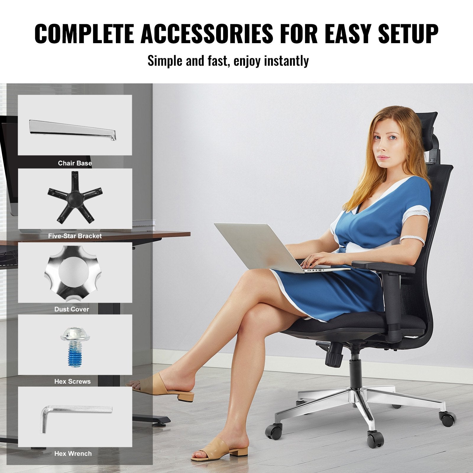 Office Chair Base Replacement, 710 mm 1134 kg Static Load Capacity, Heavy Duty Universal Computer Desk Chair Stool Base Part with Reinforced Metal Legs, Desk Chair Base Replacement Parts, Silver