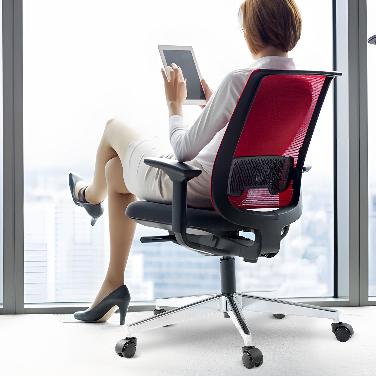 Office Chair Base Replacement, 710 mm 1134 kg Static Load Capacity, Heavy Duty Universal Computer Desk Chair Stool Base Part with Reinforced Metal Legs, Desk Chair Base Replacement Parts, Silver