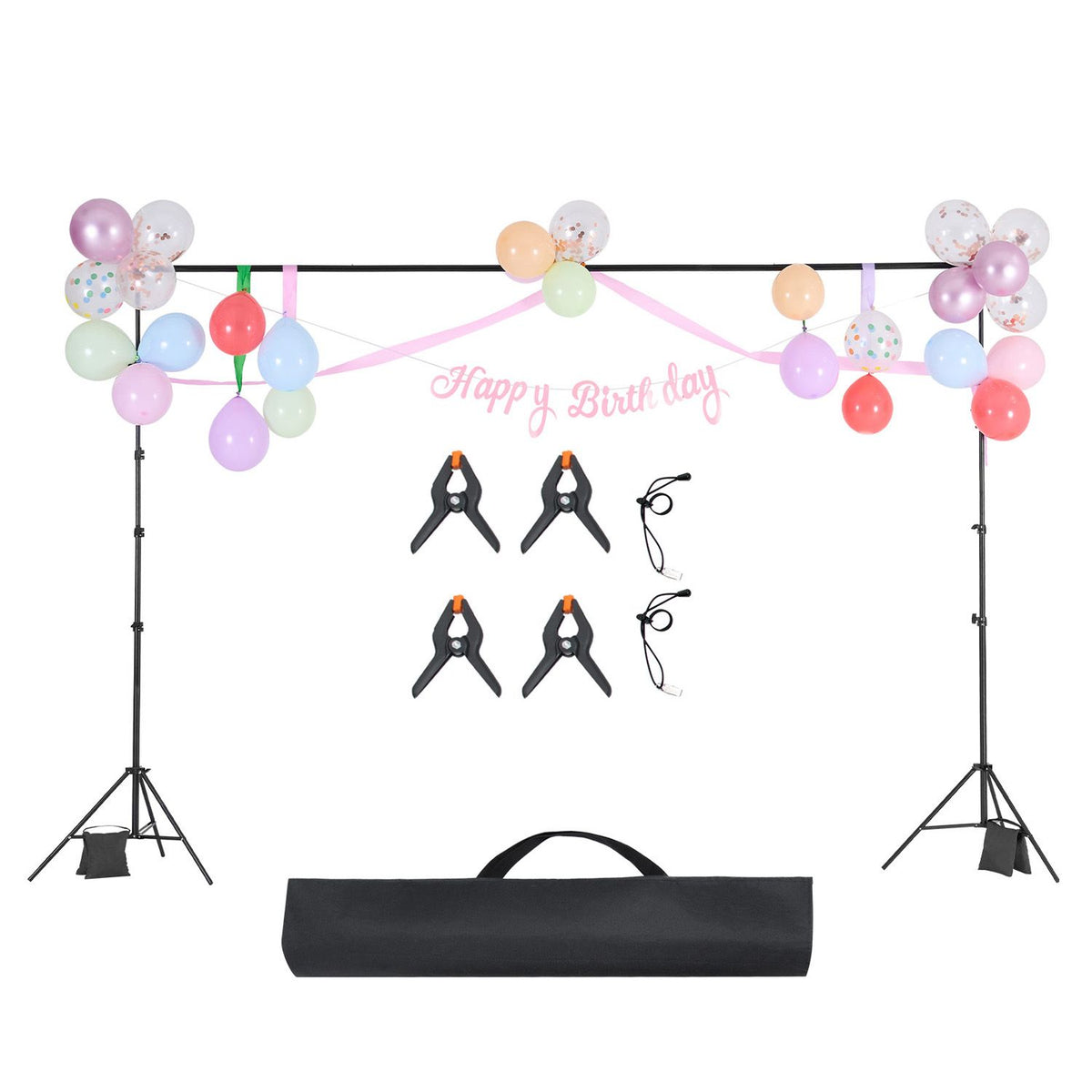 Adjustable Backdrop Stand Kit 298x300cm Heavy Duty Photo Background Frame