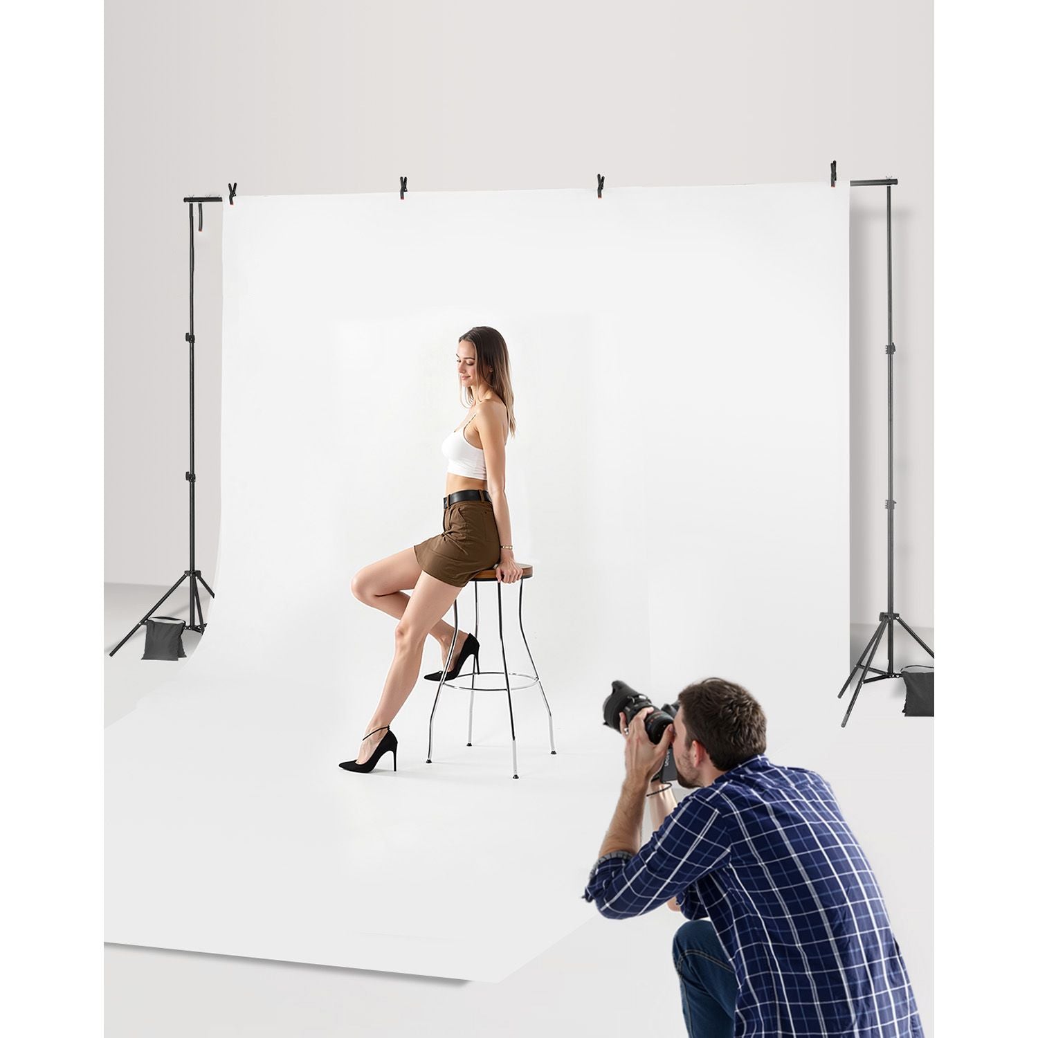 Adjustable Backdrop Stand Kit 6.5x10FT Photo Background Support Frame
