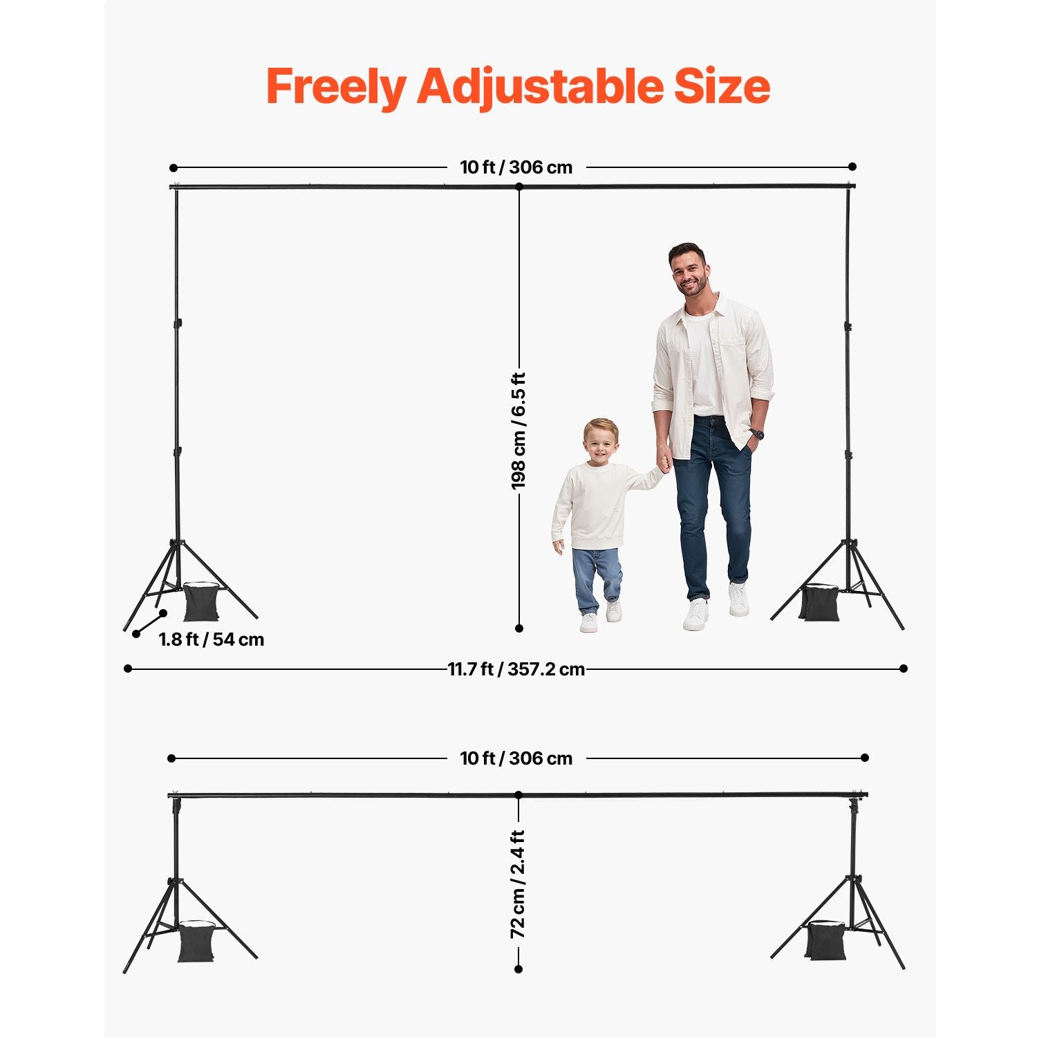 Adjustable Backdrop Stand Kit 6.5x10FT Photo Background Support Frame