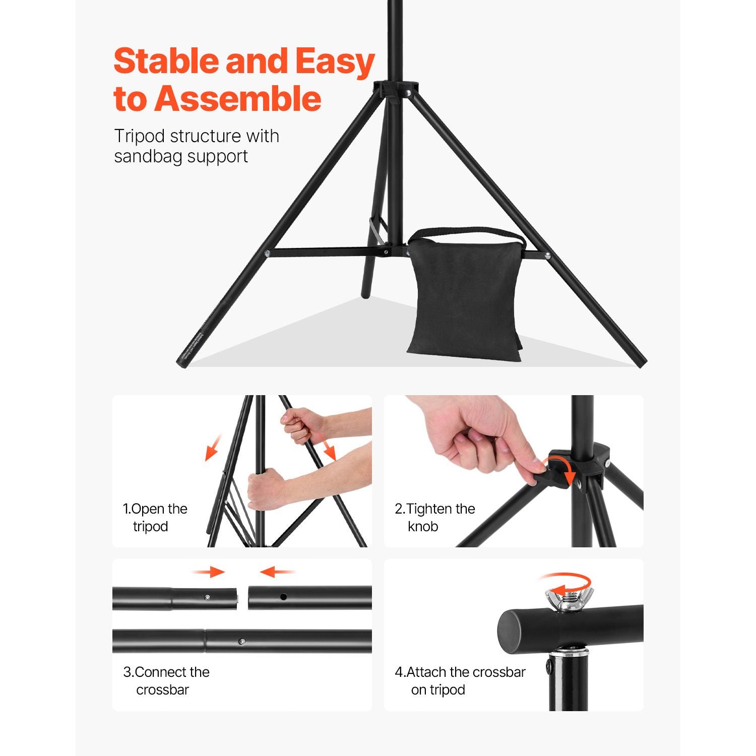 Adjustable Backdrop Stand Kit 6.5x10FT Photo Background Support Frame