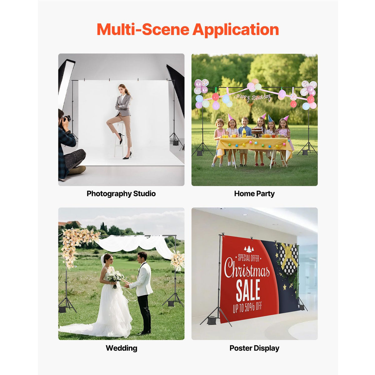 Adjustable Backdrop Stand Kit 6.5x10FT Photo Background Support Frame