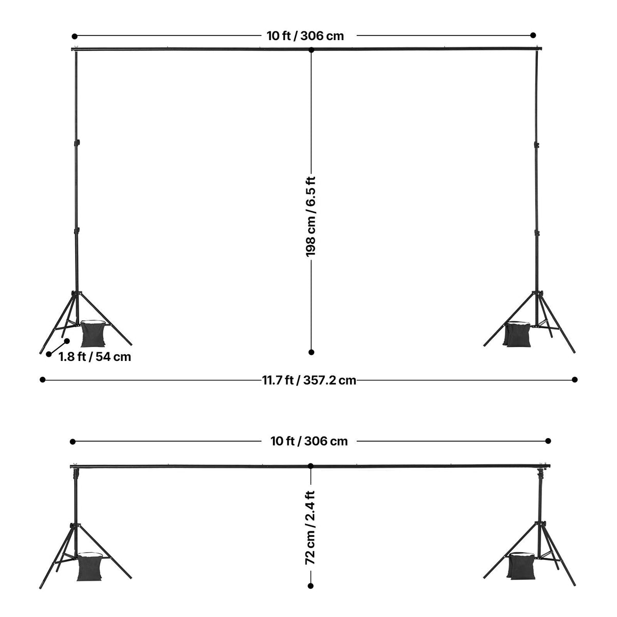Adjustable Backdrop Stand Kit 6.5x10FT Photo Background Support Frame