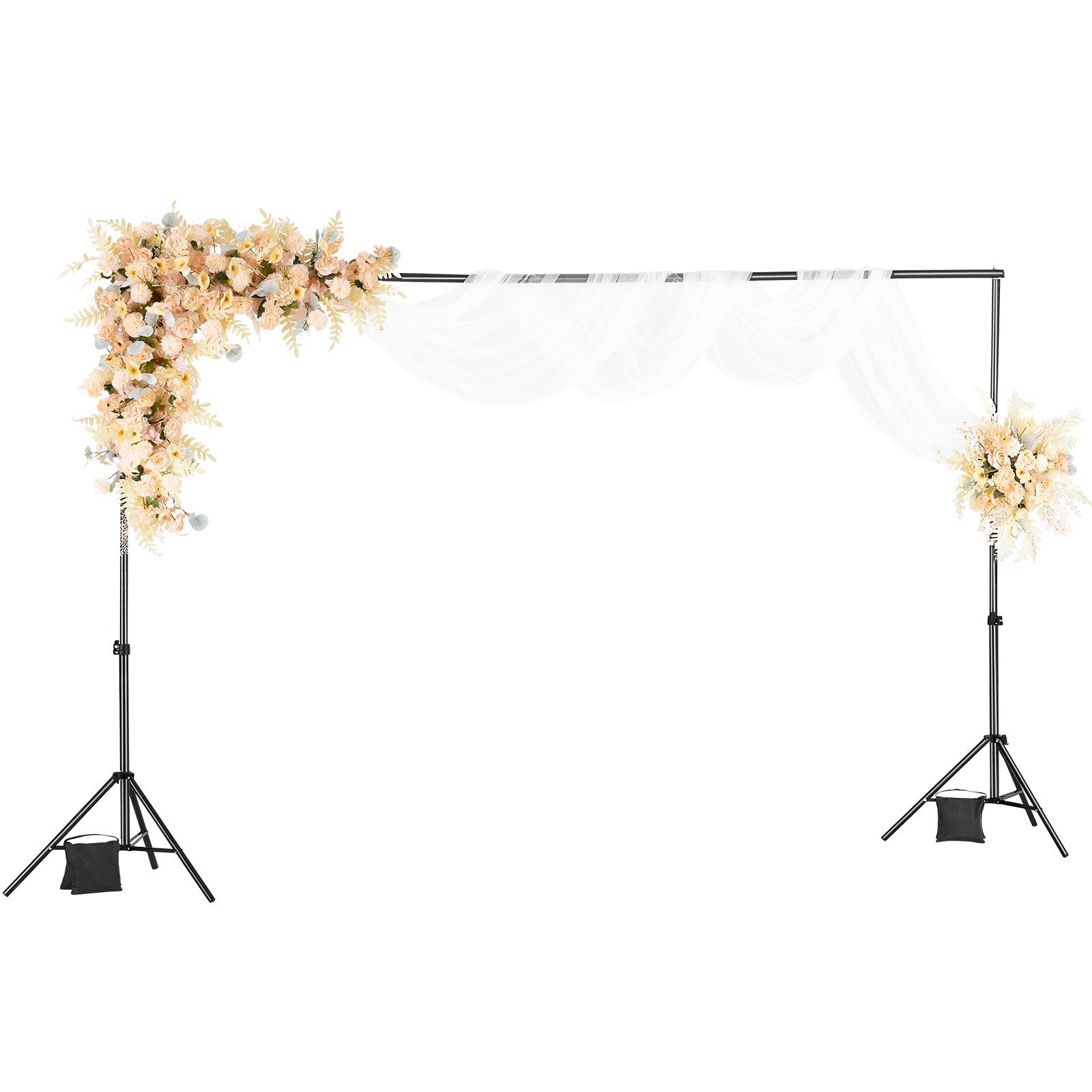 Backdrop Stand, 198 x 300 cm Adjustable Photo Backdrop Stand Kit, Portable Background Backdrop Stand with 5 Crossbars, Heavy Duty Projector Screen Stand, for Wedding, Photo Video Studio & Party