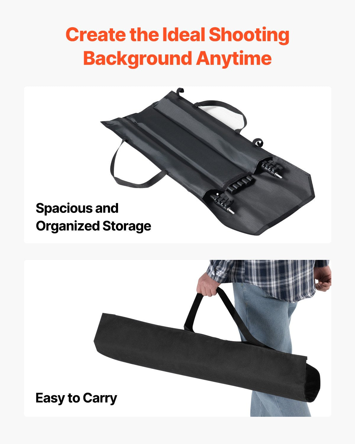 Backdrop Stand, 198 x 300 cm Adjustable Photo Backdrop Stand Kit, Portable Background Backdrop Stand with 5 Crossbars, Heavy Duty Projector Screen Stand, for Wedding, Photo Video Studio & Party