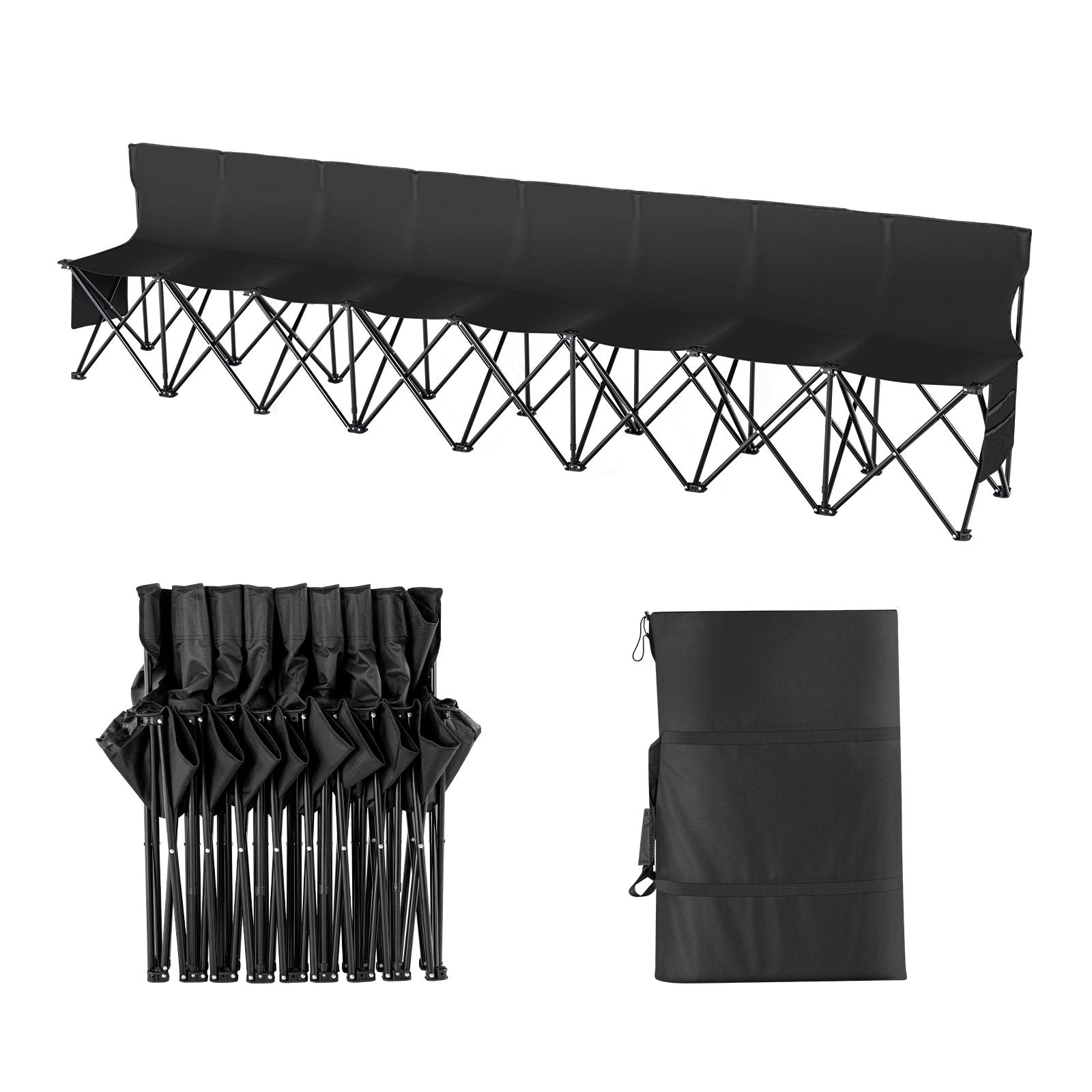 8 Seat Portable Folding Sport Bench Outdoor Camping Chair with Carry Bag