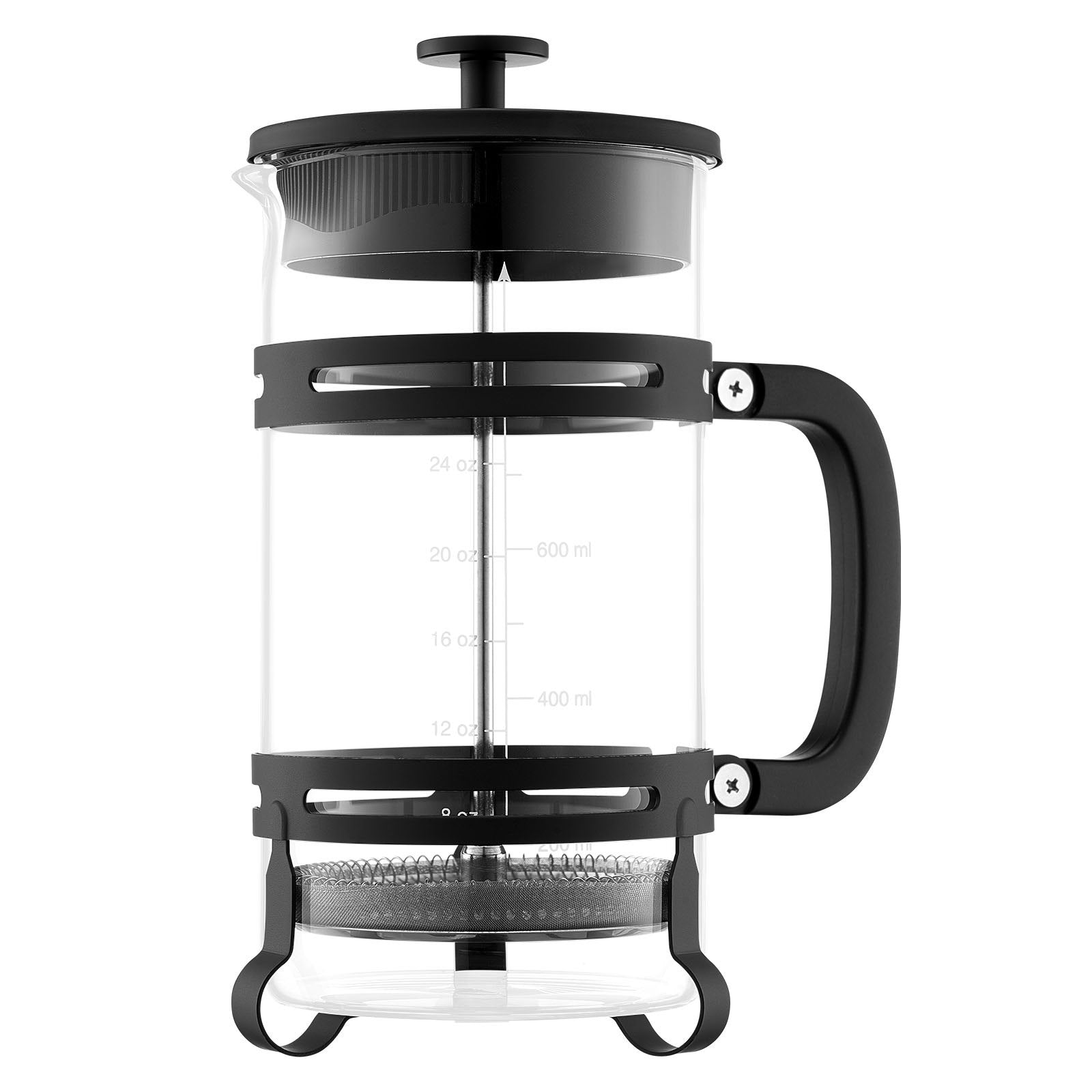 French Press Coffee Maker, 1 Liter Borosilicate Glass Coffee Press Tea Maker with Stainless Steel Filter, Large Glass French Presses Cold Brew for Camping Travel Home Kitchen, Silver