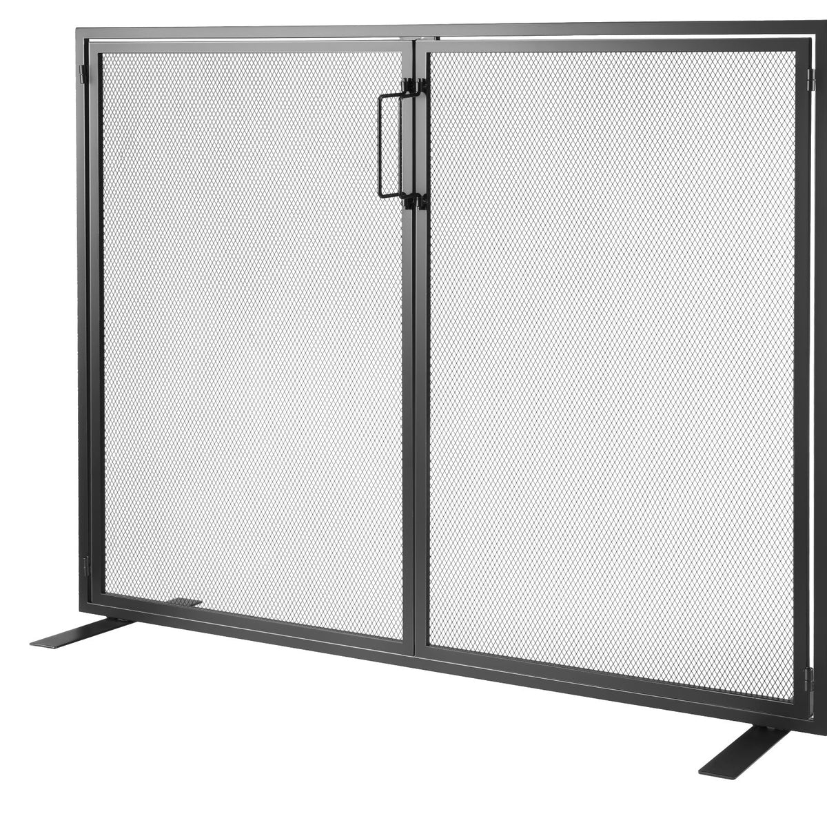 Fireplace Screen with Door Iron Mesh Spark Guard 990x780mm Fire Fence