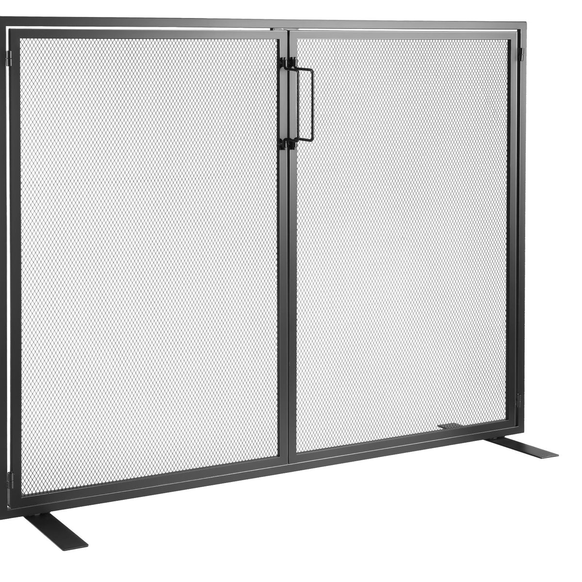 Fireplace Screen with Door Iron Mesh Spark Guard 990x780mm Fire Fence