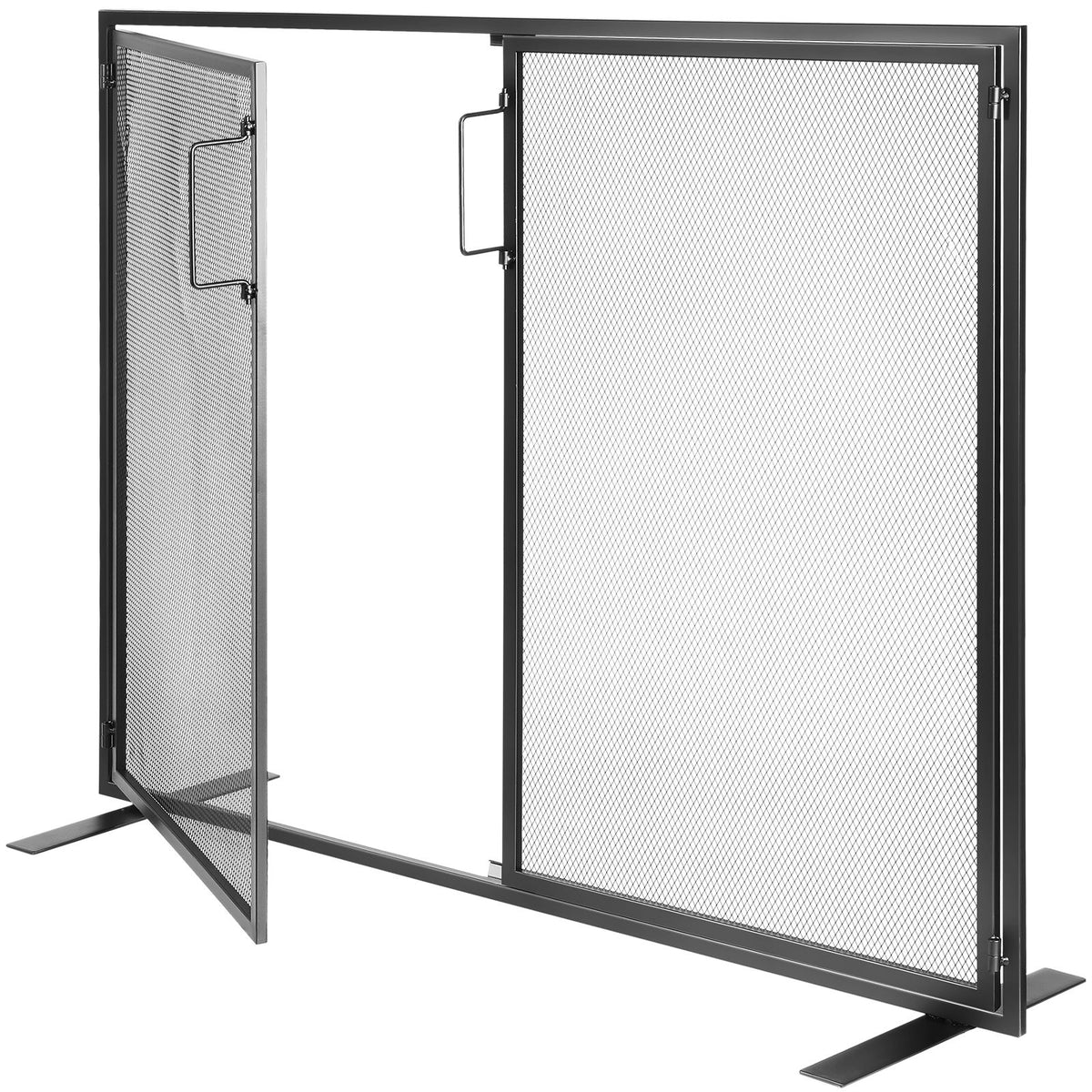 Fireplace Screen with Door Iron Mesh Spark Guard 990x780mm Fire Fence