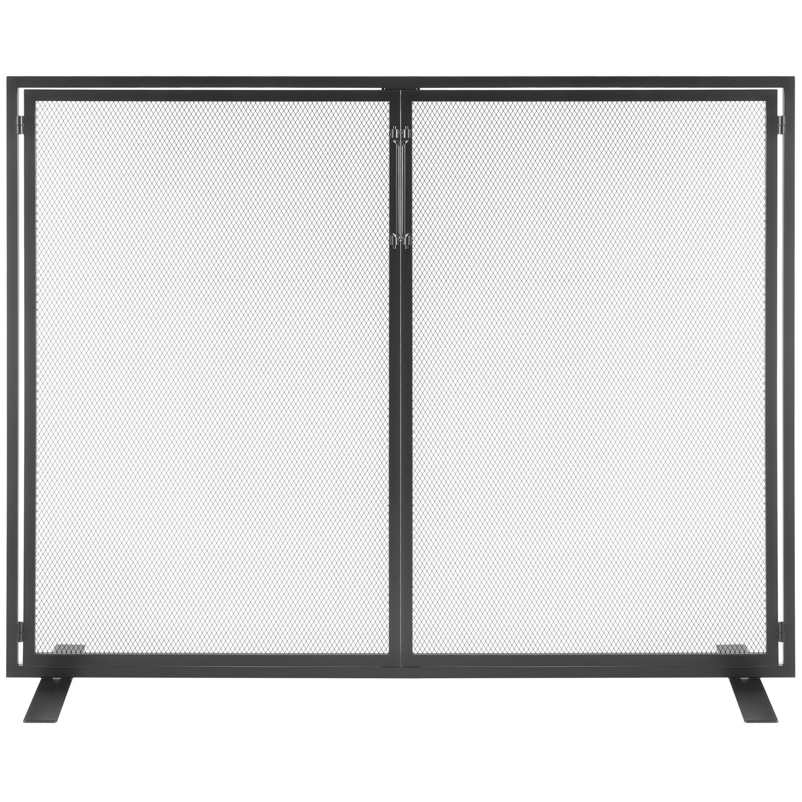 Fireplace Screen 1 Panel with Door, Sturdy Iron Mesh Fireplace Screen, 990(L) x780(H)MM Spark Guard Cover, Simple Installation, Free Standing Fire Fence Grate for Living Room Home Decor Modern