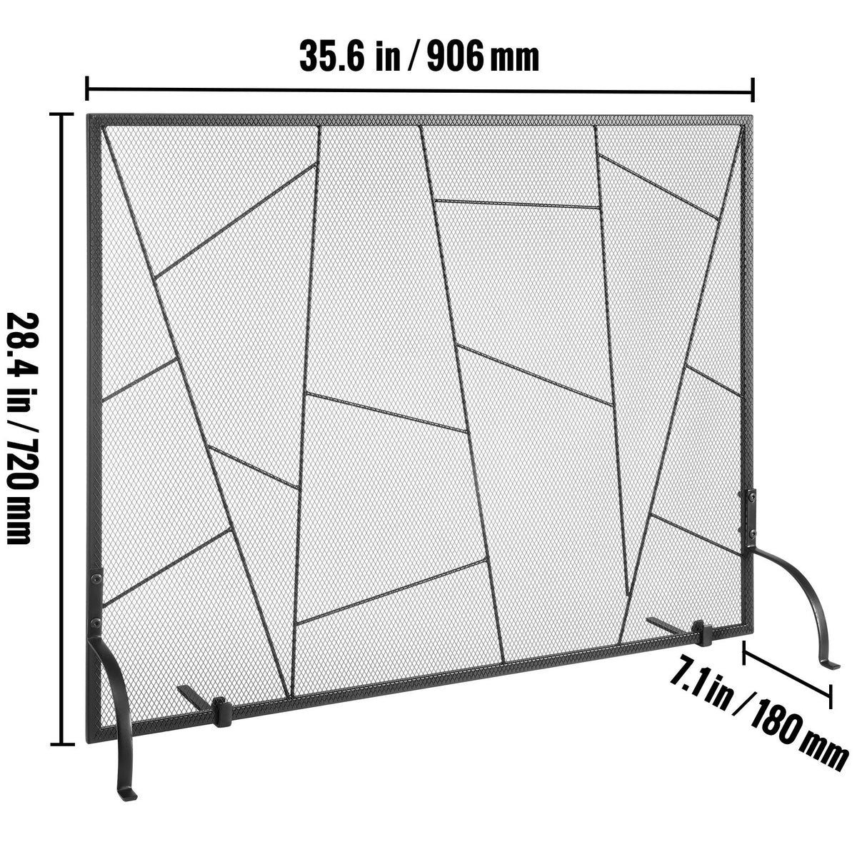 906mm Fireplace Screen Iron Mesh Spark Guard Freestanding Fire Fence