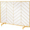 980x758MM Fireplace Screen 1-Panel Iron Mesh Spark Guard Modern Gold