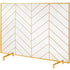 980x758MM Fireplace Screen 1-Panel Iron Mesh Spark Guard Modern Gold