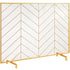 VEVOR 980x758MM Fireplace Screen 1-Panel Iron Mesh Spark Guard Modern Gold