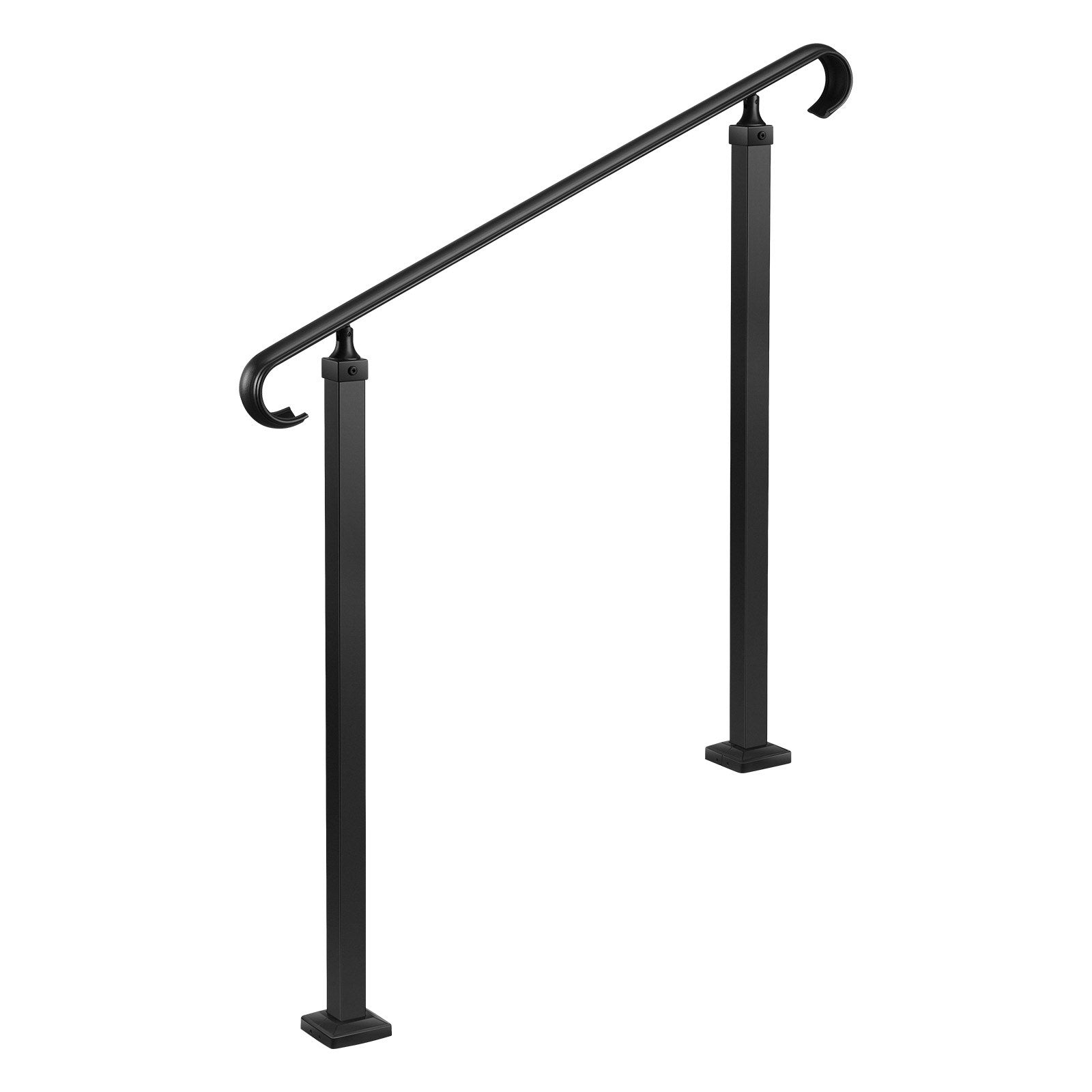 Handrails for Outdoor Steps, 2-3 Step Adjustable Height, Carbon Steel Transitional Handrail with Installation Kit, Exterior Hand Railing for Steps, Concrete or Wooden Stairs, Porch, Matte Black