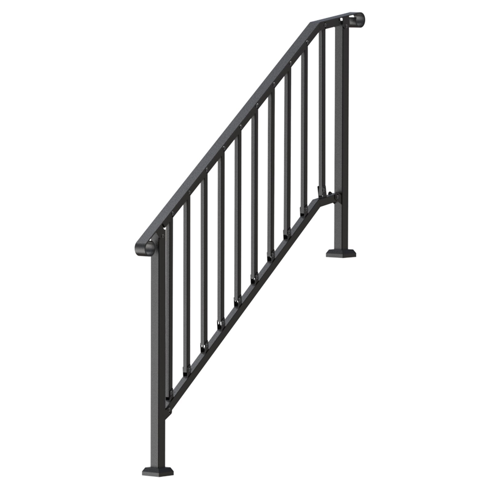Handrails for Outdoor Steps, 5 Step Stair Hand Rail Kit, Transitional Carbon Steel Railings with Installation Kit, Stair Rails for Seniors, Concrete Steps & Porch & Deck, Black Retro Arch
