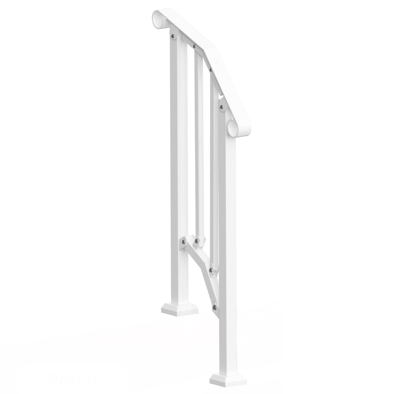 Handrails for Outdoor Steps, 1-2 Step Stair Hand Rail Kit, Transitional Carbon Steel Railings with Installation Kit, Stair Rails for Seniors, Concrete Steps & Porch & Deck, White Retro Arch