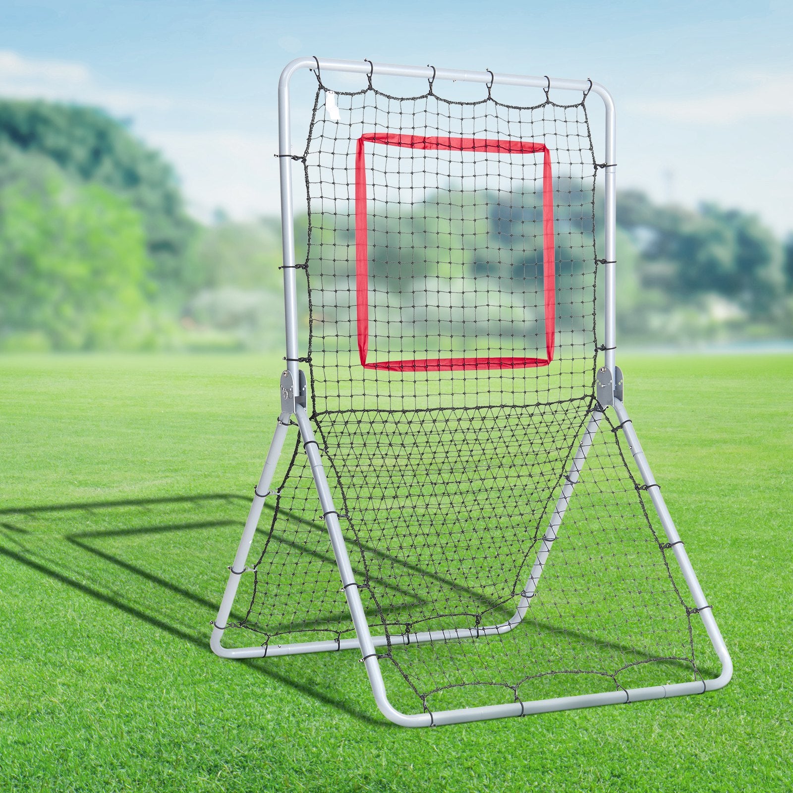 Baseball And Softball Rebounder Net, 3.5 x 6 ft PitchBack Baseball Pitching Nest, Softball Pitchback Net, Fielding Trainer, Bounce Back Net for Fielding/Throwing Practice, 5 Adjustable Angles