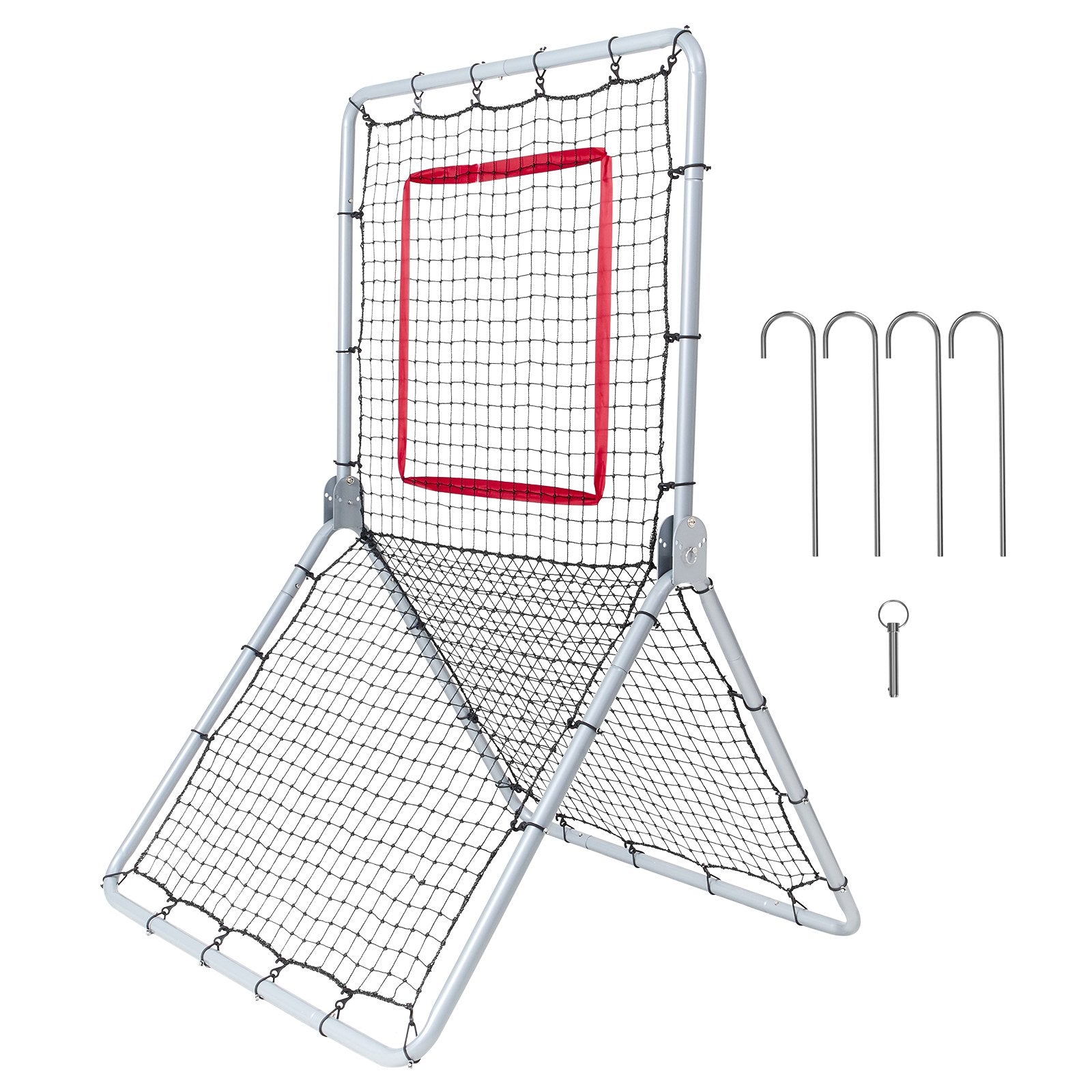 Baseball And Softball Rebounder Net, 3.5 x 6 ft PitchBack Baseball Pitching Nest, Softball Pitchback Net, Fielding Trainer, Bounce Back Net for Fielding/Throwing Practice, 5 Adjustable Angles
