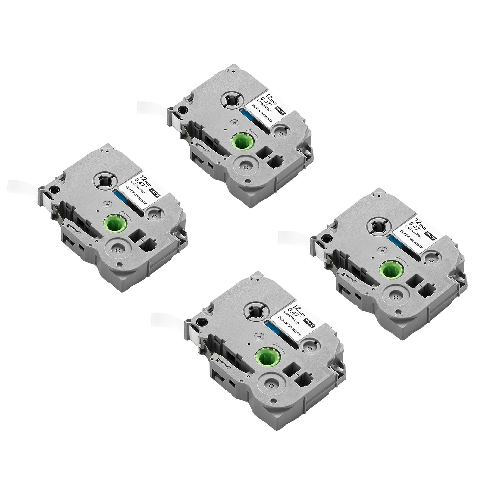 4 Pack 12mm Black White Label Maker Tape TZe-231 Compatible Refills
